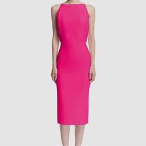 Brandon Maxwell Crepe Midi Dress w/ Square Neckline